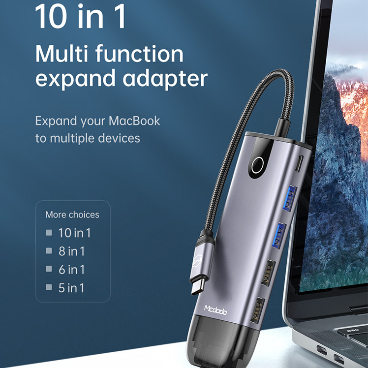 هاب 10 پورت USB-C مک دودو مدل HU-742