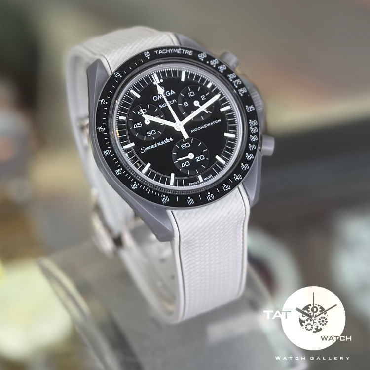 ساعت مردانه زنانه امگا سواچ عطارد Mercury طوسی بند رابر قفل امگایی سه موتوره کرنو با omega swatch ساعت مچی