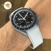 ساعت مردانه زنانه امگا سواچ عطارد Mercury طوسی بند رابر قفل امگایی سه موتوره کرنو با omega swatch ساعت مچی