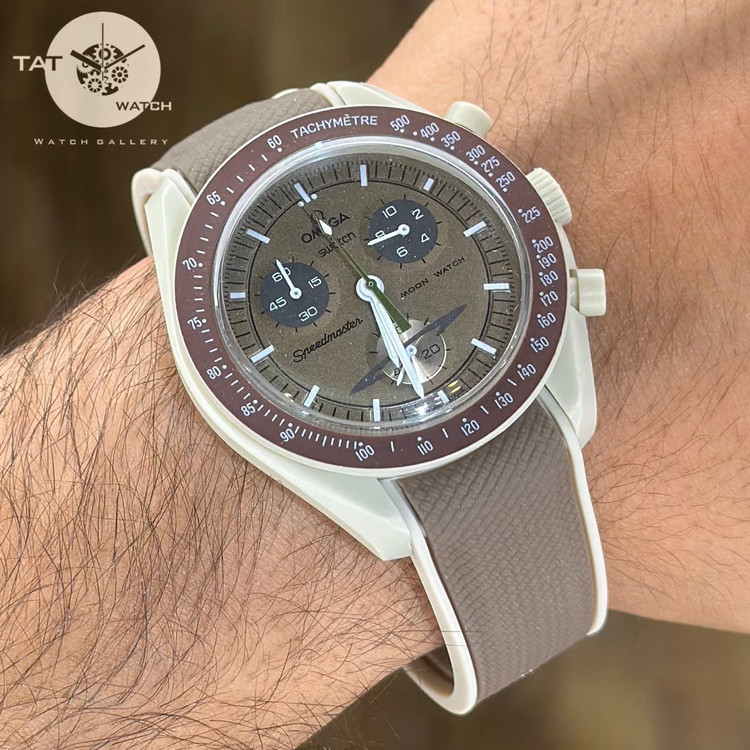 ساعت مردانه زنانه امگا سواچ زحل Saturn بند رابر قفل امگایی سه موتوره کرنو با جعبه ارسال omega swatch ساعت مچی