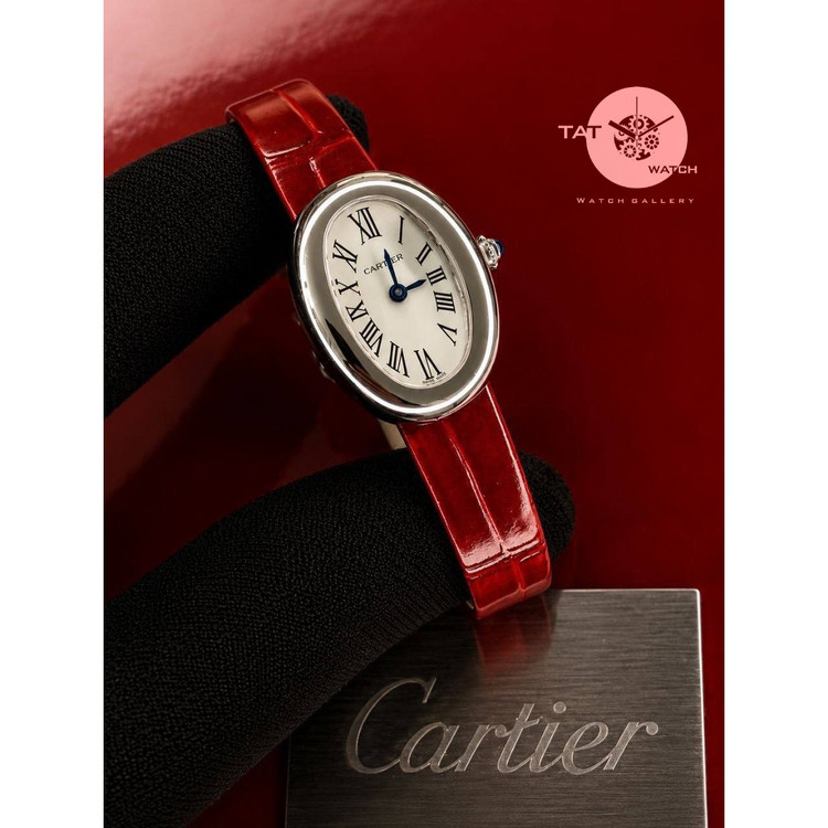 ساعت زنانه کارتیر بایگنور موتور میوتا ژاپن یکسال جعبه Cartier Baignoire ساعت مچی