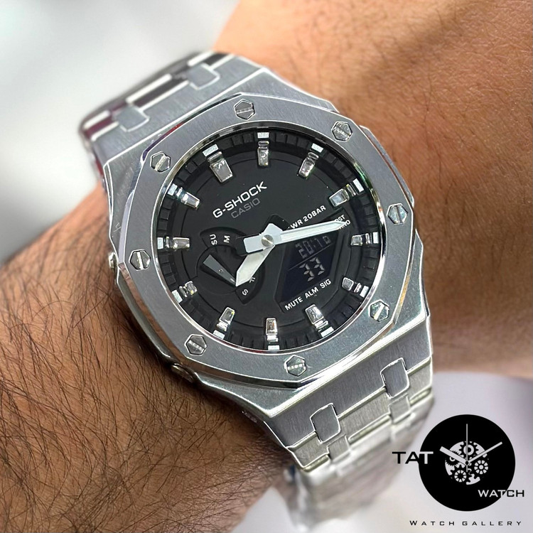 ساعت مردانه جی شاک Ga2100 طرح AP کامل فلزی موتور ژاپن یکسال جعبه ساعت مچی Casio G-Shock
