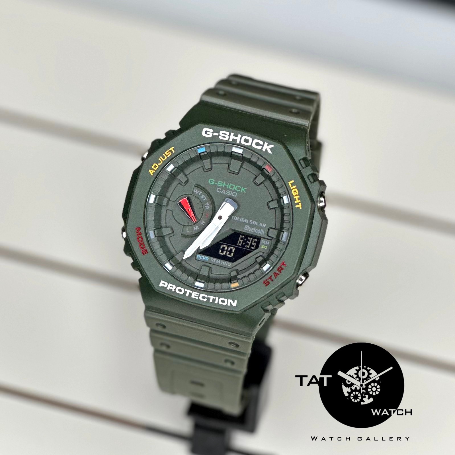 ساعت مچی مردانه جی شاک Ga2100 سبز پرطرفدار موتور ژاپن با 12 ماه G-Shock کاسیو Casio