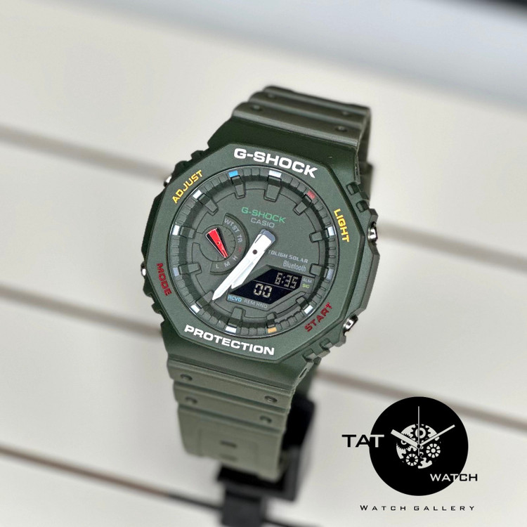 ساعت مچی مردانه جی شاک Ga2100 سبز پرطرفدار موتور ژاپن با 12 ماه G-Shock کاسیو Casio