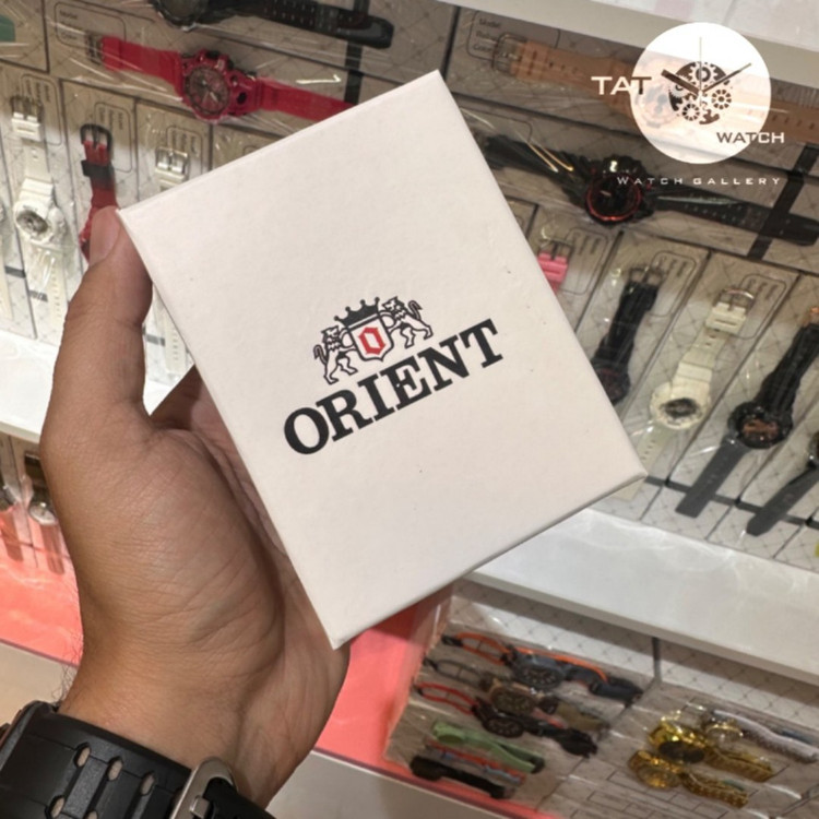 ساعت مردانه زنانه اورینت اورجینال شرکتی با پک ست دو تقویم رنگ ثابت با و جعبه ساعت مچی ORIENT