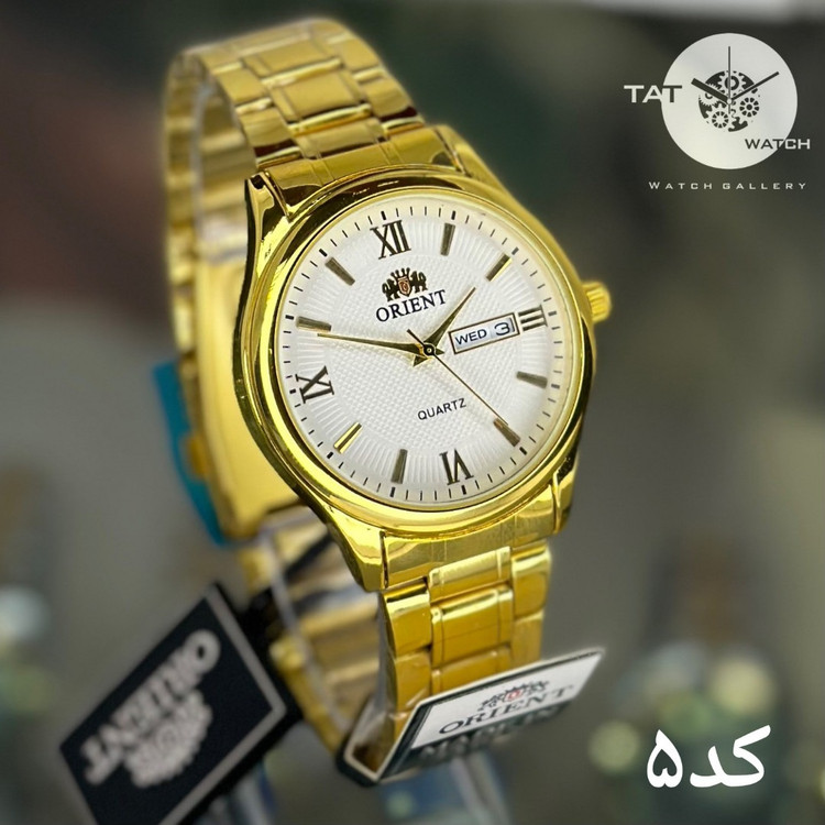 ساعت مردانه زنانه اورینت اورجینال شرکتی با پک ست دو تقویم رنگ ثابت با و جعبه ساعت مچی ORIENT