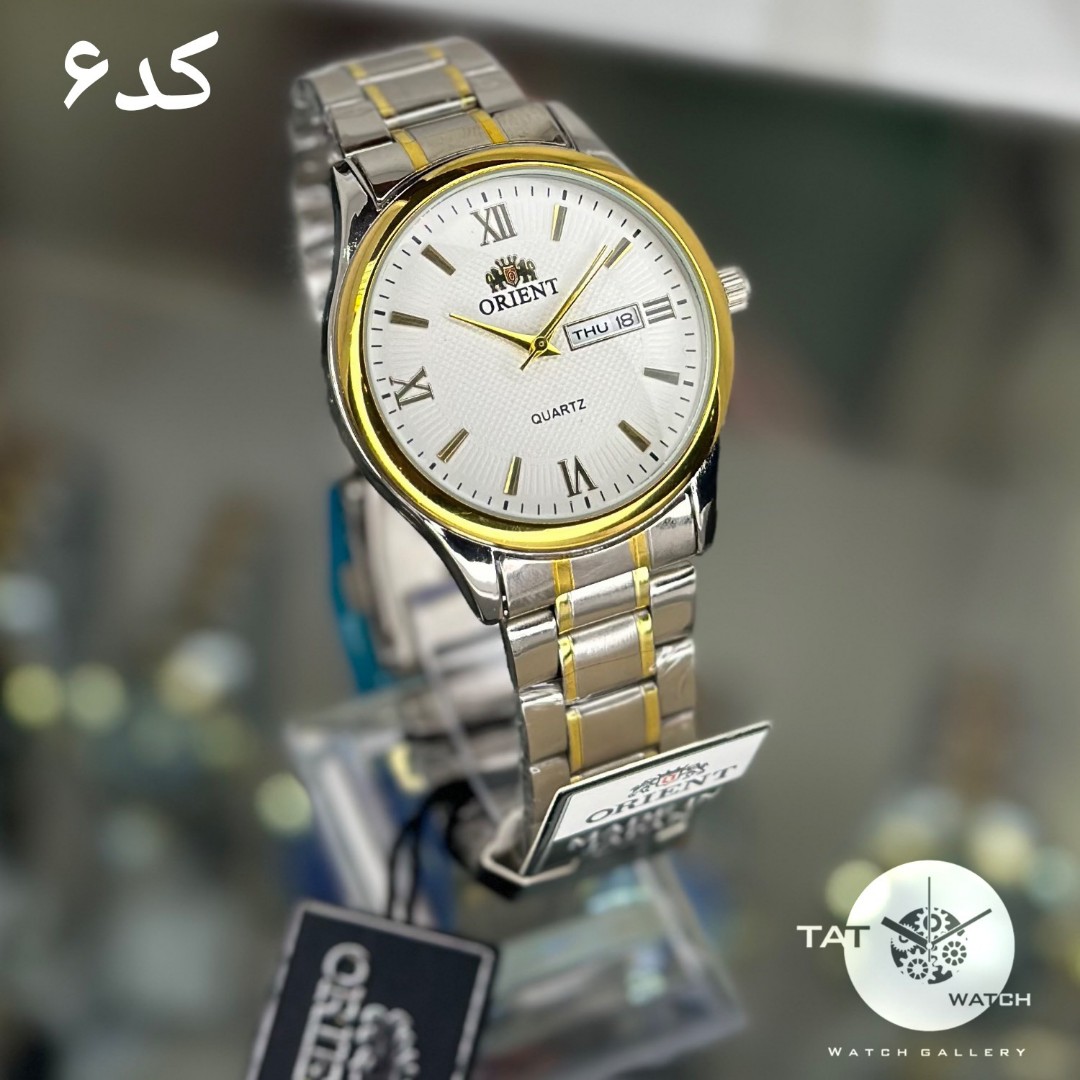 ساعت مردانه زنانه اورینت اورجینال شرکتی با پک ست دو تقویم رنگ ثابت با و جعبه ساعت مچی ORIENT