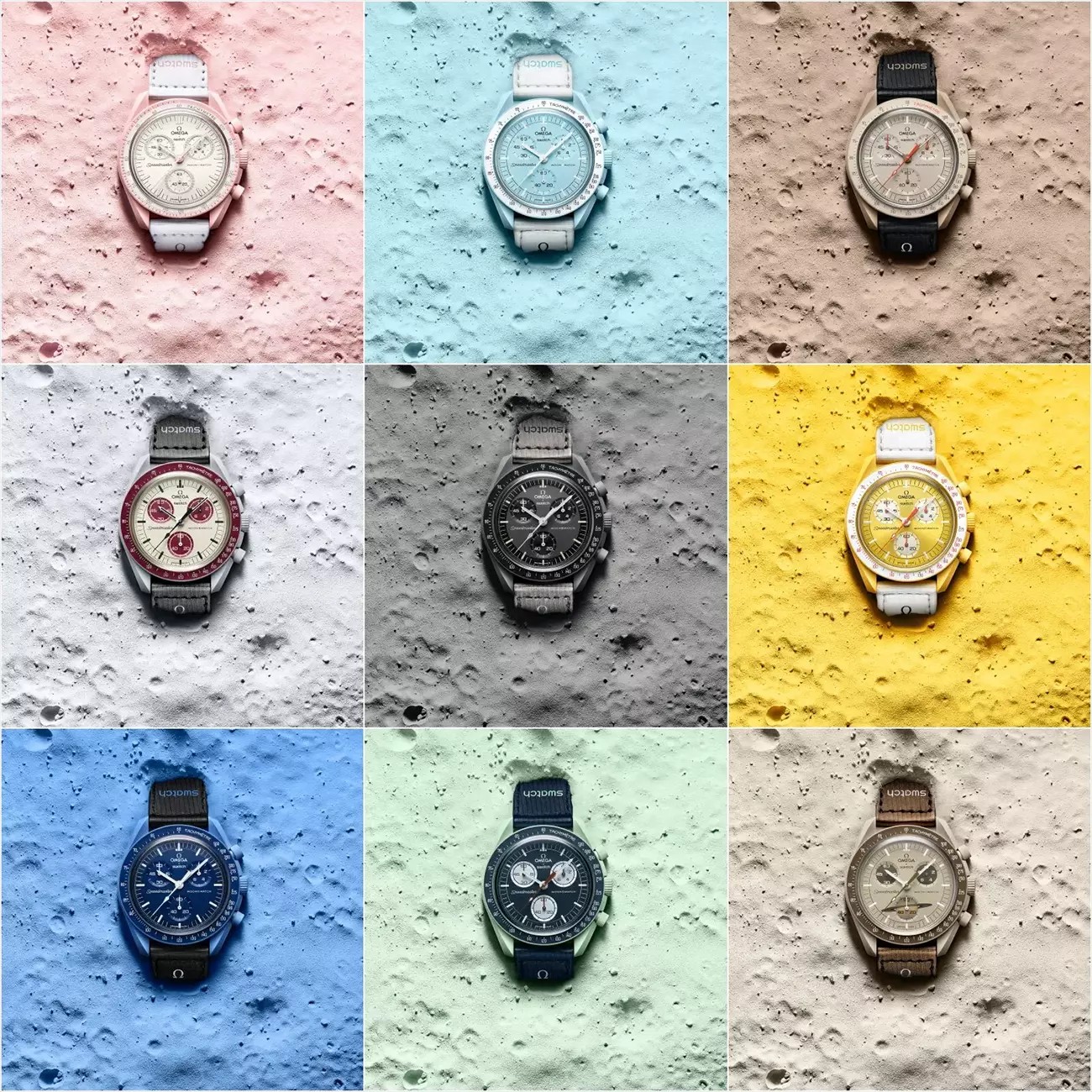 ساعت مردانه زنانه امگا سواچ رنگبندی کامل سه موتور فعال با یکسال و جعبه و omega swatch ساعت مچی