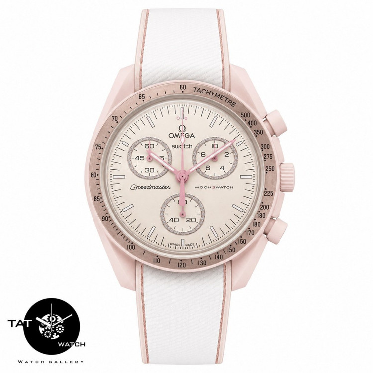ساعت زنانه امگا سواچ ونوس venus قاب فلزی بند رابر قفل امگایی 3موتوره کرنو با جعبه ارسال omega swatch ساعت مچی