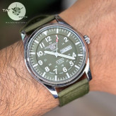 ساعت مردانه سیکو5 خلبانی موتور آرامگرد دو تقویمه با یکساله و جعبه seiko5 ساعت مچی