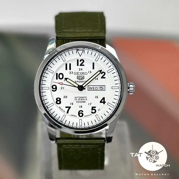 ساعت مردانه سیکو5 خلبانی موتور آرامگرد دو تقویمه با یکساله و جعبه seiko5 ساعت مچی