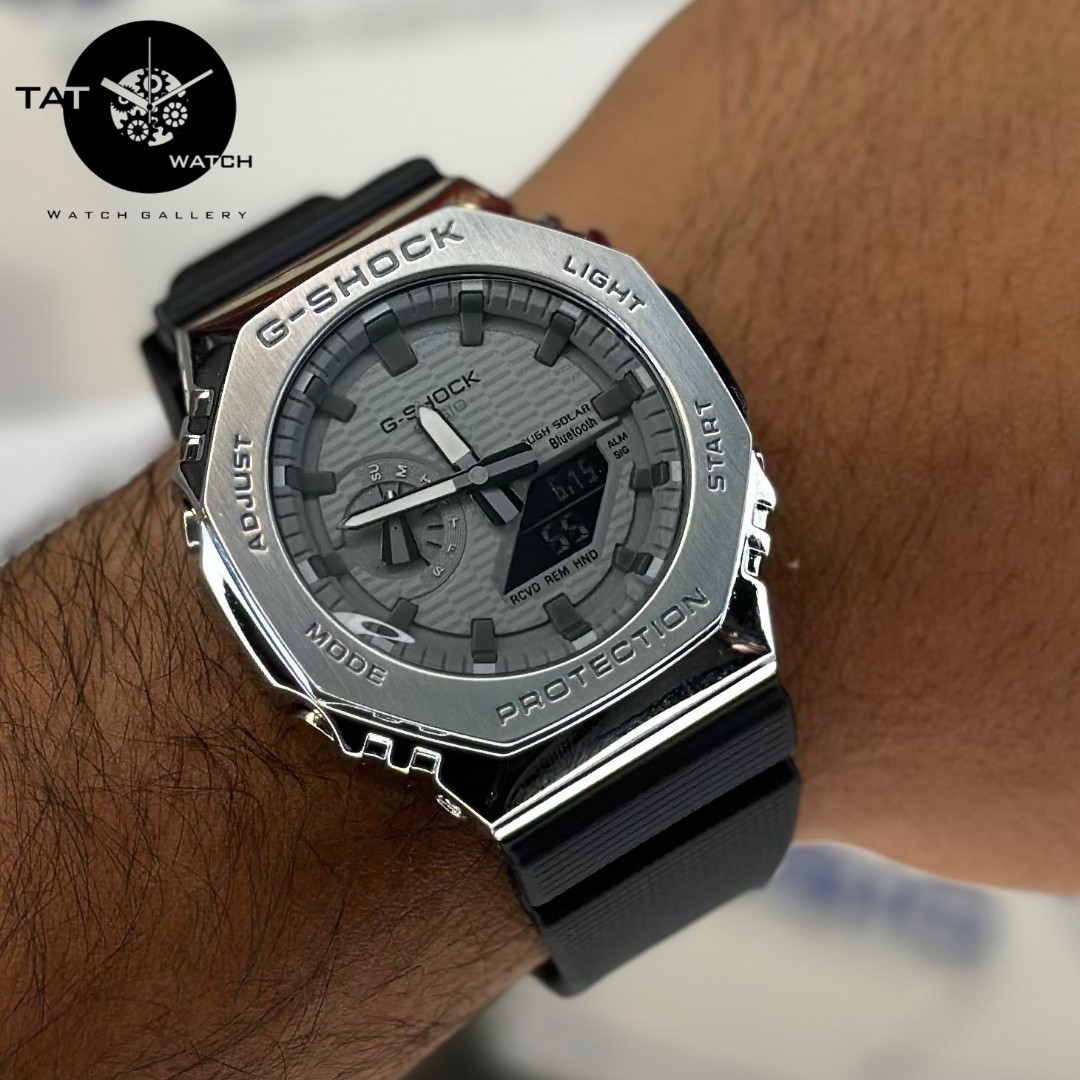ساعت مردانه جی شاک GM2100 ژاپن قاب فلزی فول آپشن یکسال جعبه اصلی کاسیو G-Shock ساعت مچی جیشاکcasio