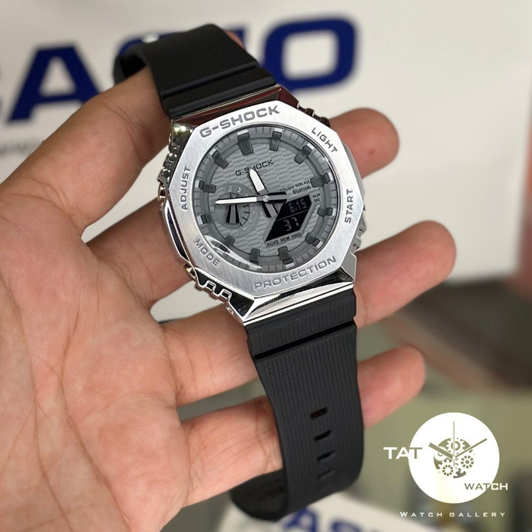 ساعت مردانه جی شاک GM2100 ژاپن قاب فلزی فول آپشن یکسال جعبه اصلی کاسیو G-Shock ساعت مچی جیشاکcasio