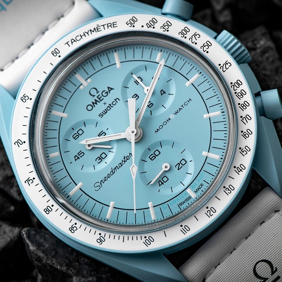 ساعت مردانه زنانه امگا سواچ اورانوس Uranus سه موتوره کرنو با جعبه ارسال omega swatch ساعت مچی