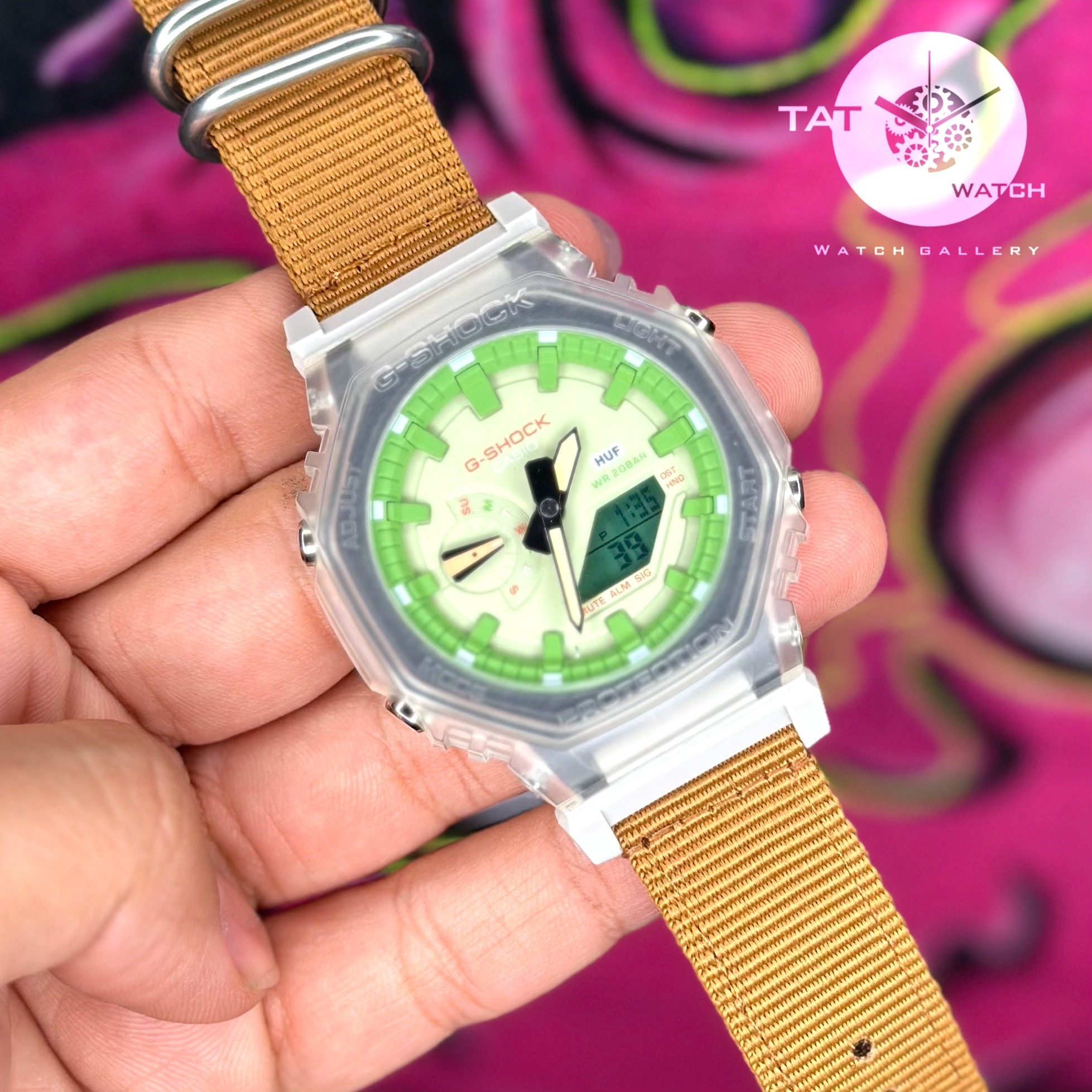 ساعت کاسیو جی شاک مردانه زنانه اسپرت Ga2100 بند کنفی یک ساله جعبه G-Shock ساعت مچی