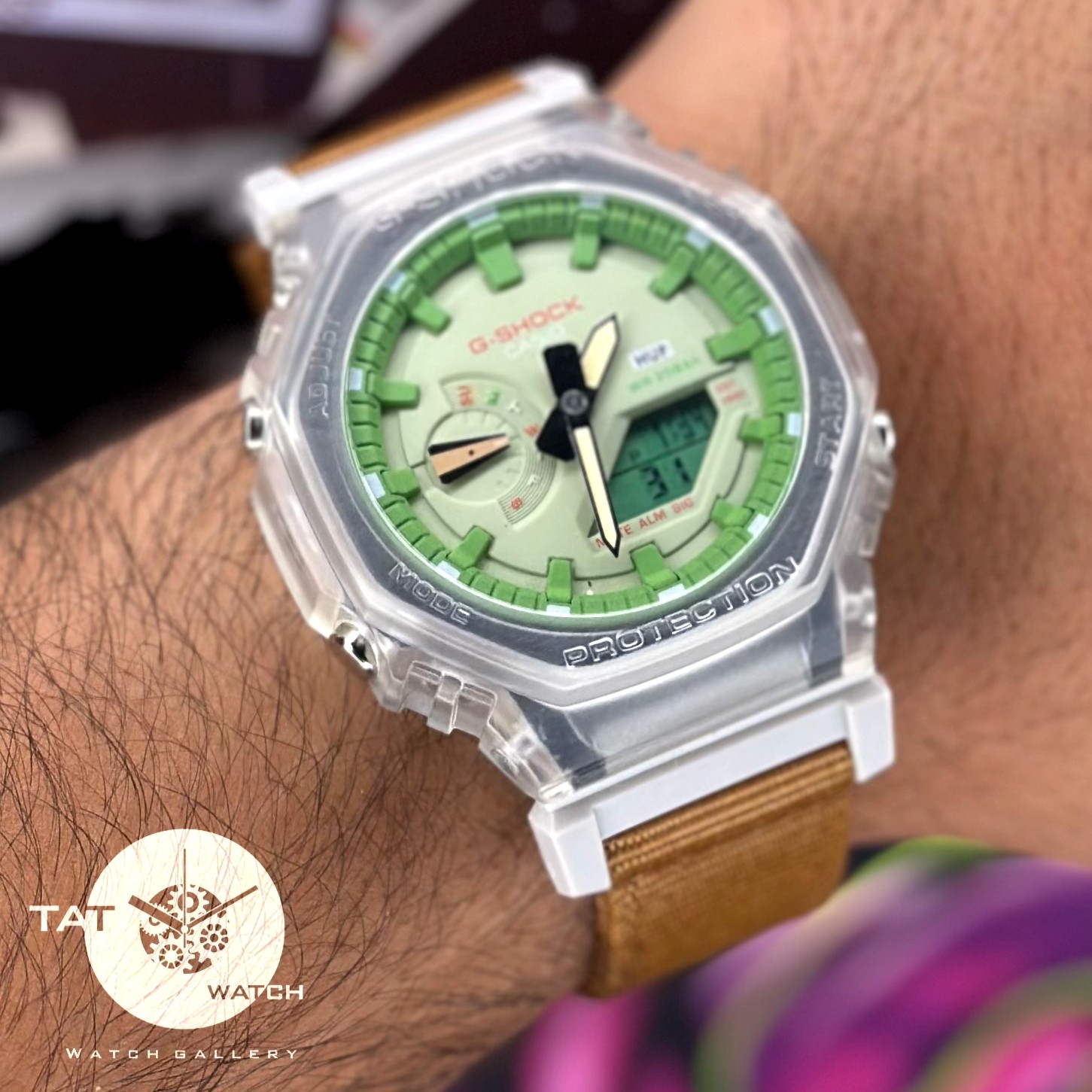 ساعت کاسیو جی شاک مردانه زنانه اسپرت Ga2100 بند کنفی یک ساله جعبه G-Shock ساعت مچی