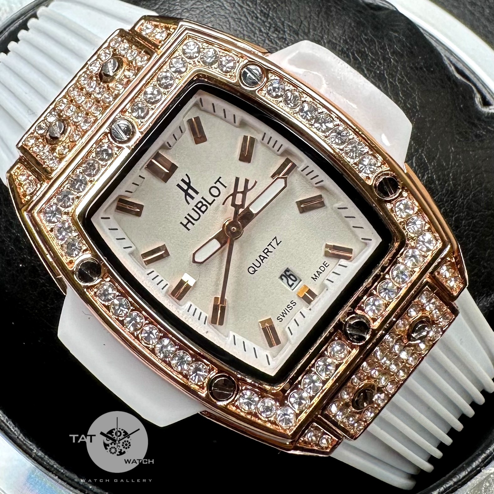 ساعت مچی زنانه هابلوت بند رابر با جعبه در رنگبندی Hublot