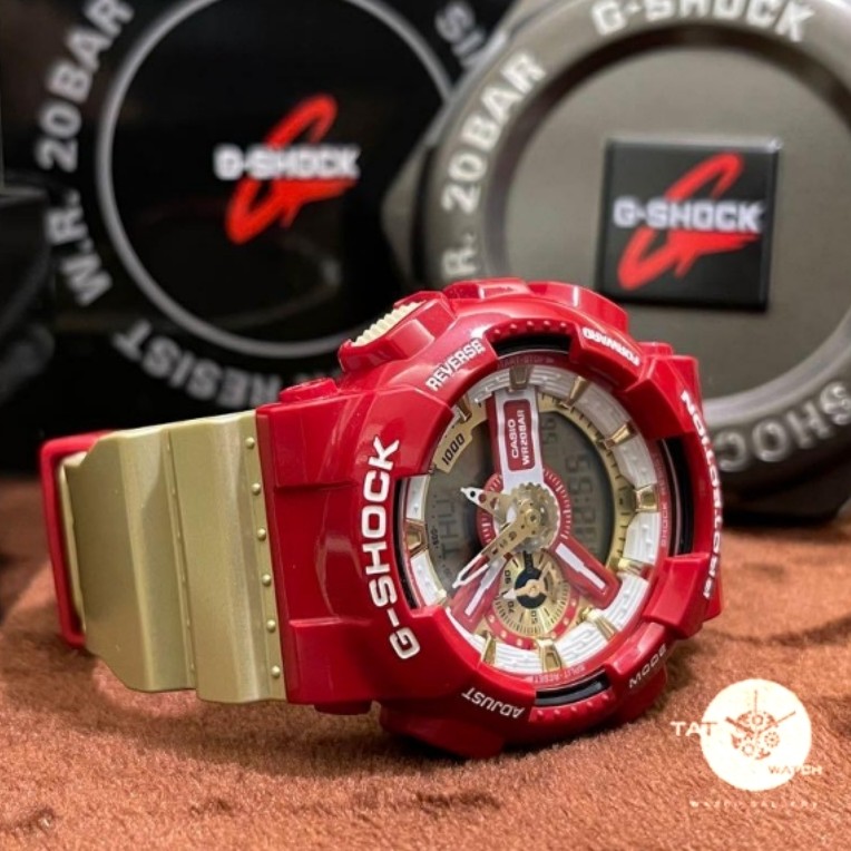 ساعت مچی مردانه زنانه جی شاک Ga110 طرح Bed Beige کیفیت مستر با جعبه و یک ساله در 50 رنگبندی G-shock