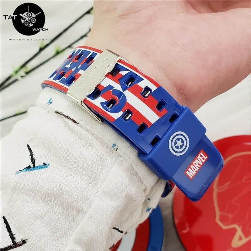 ساعت مچی جیشاک شخصیت کاپیتان آمریکایی یک سال موتور ژاپن G-Shock با50 رنگبندی