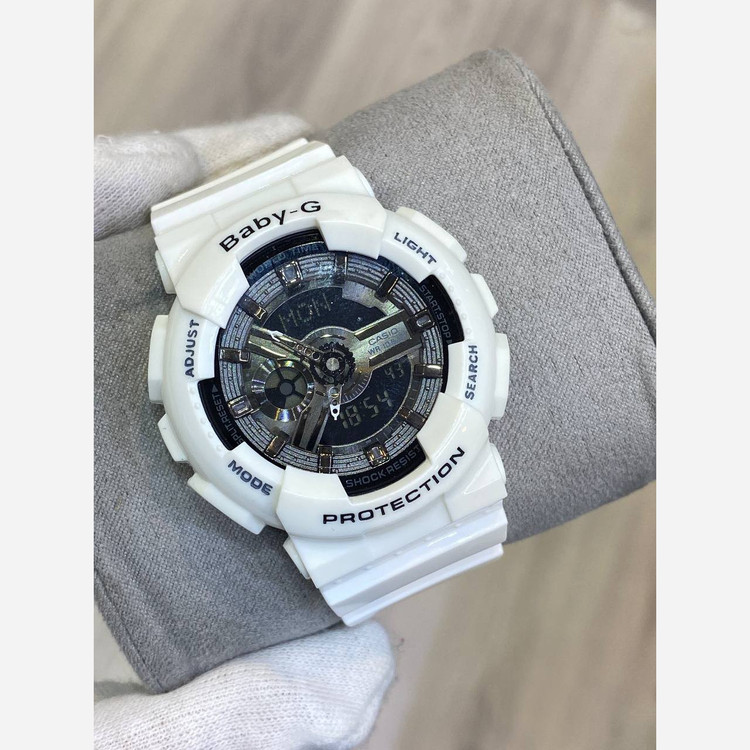 ساعت مچی زنانه بچگانه کاسیو بیبی جی Ba110 در رنگبندی موتور ژاپن یک سال جعبه بی بی جی Baby-G Casio
