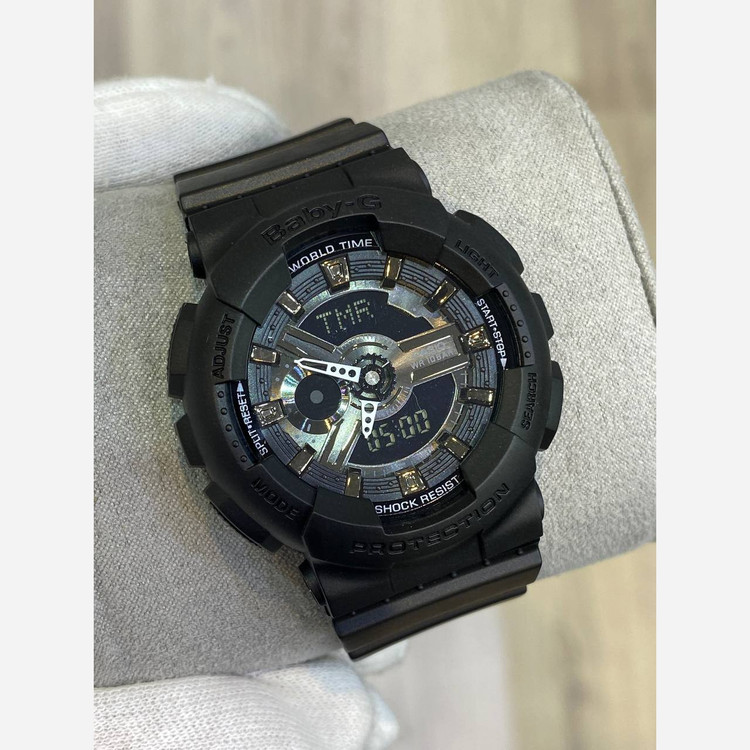 ساعت مچی زنانه بچگانه کاسیو بیبی جی Ba110 در رنگبندی موتور ژاپن یک سال جعبه بی بی جی Baby-G Casio
