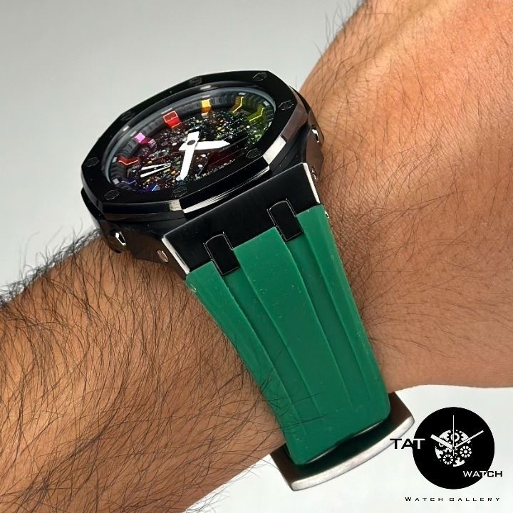 ساعت جیشاک طرح AP قاب فلزی کهکشانی موتور ژاپن مونتاژ تایلند یک سال g-shock