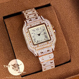 ساعت مچی زنانه کارتیر فول نگین رزگلد دارای و جعبه و CARTIER