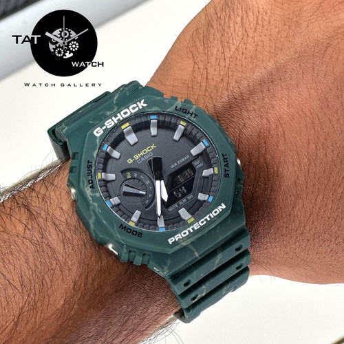ساعت مچی مردانه جی شاک Ga2100 سبز با یک ساله جعبه دارای رنگبندی G-Shock