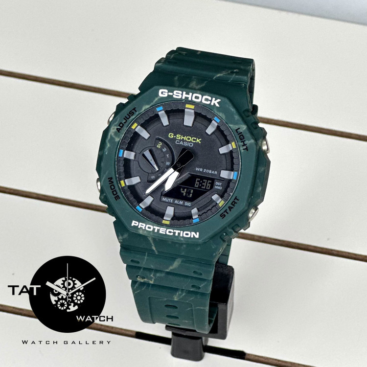 ساعت مچی مردانه جی شاک Ga2100 سبز با یک ساله جعبه دارای رنگبندی G-Shock