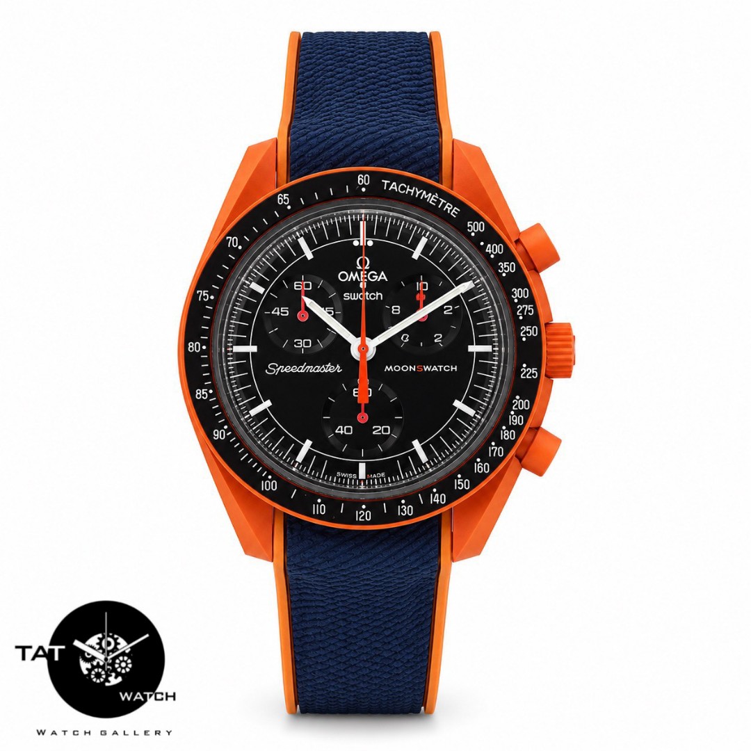 ساعت مردانه زنانه امگا سواچ آتشفشان Lava بند رابر قفل امگایی 3موتوره کرنو با جعبه ارسال omega swatch ساعت مچی