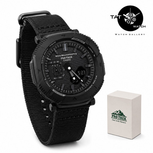 ساعت مردانه کاسیو پروترک PRJB001 بند برزنتی موتور ژاپن 12ماه با جعبه Protrek ساعت مچی casio