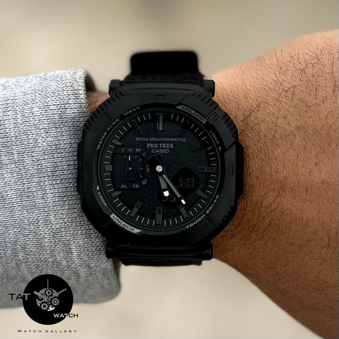 ساعت مردانه کاسیو پروترک PRJB001 بند برزنتی موتور ژاپن 12ماه با جعبه Protrek ساعت مچی casio