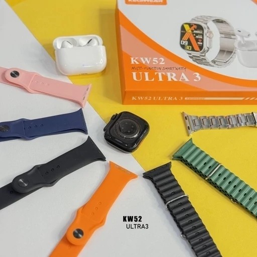 پک ساعت هوشمند kw52 ULTRA3 و ایرپاد کیفیت عالی