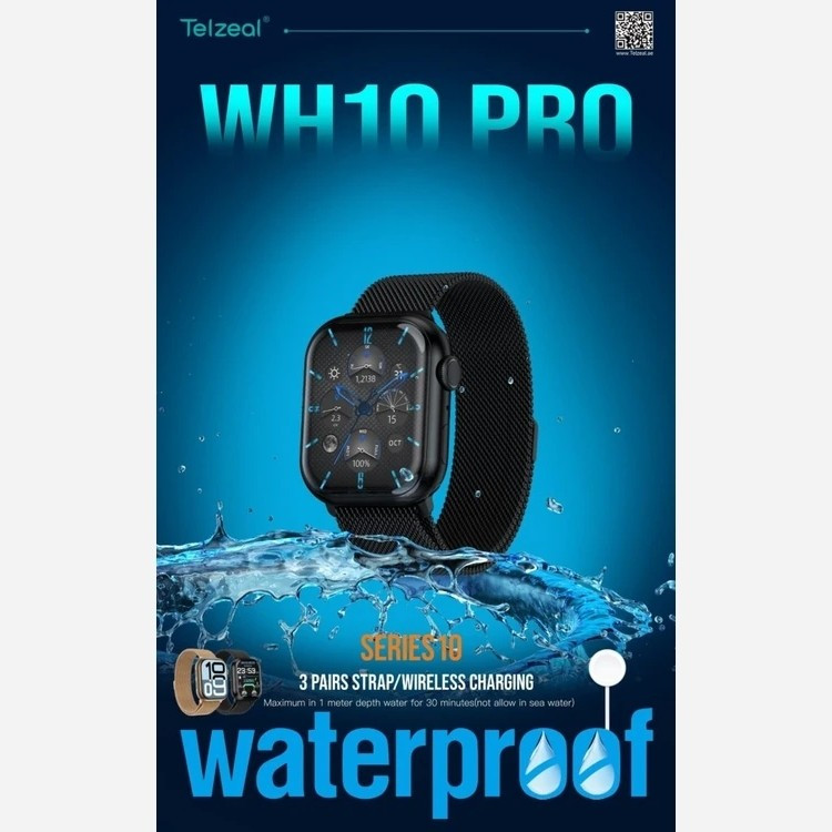 ساعت هوشمند تلزیل WH10 pro اصلی سری 10 ضدآب کیفیت عالی با 3 بند اضافه عالی