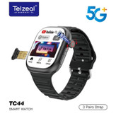 ساعت هوشمند سیمکارت خور Telzeal TC44 5G اصلی Amoled دوربین دار بهمراه 3 عدد بند ریجستری عالی