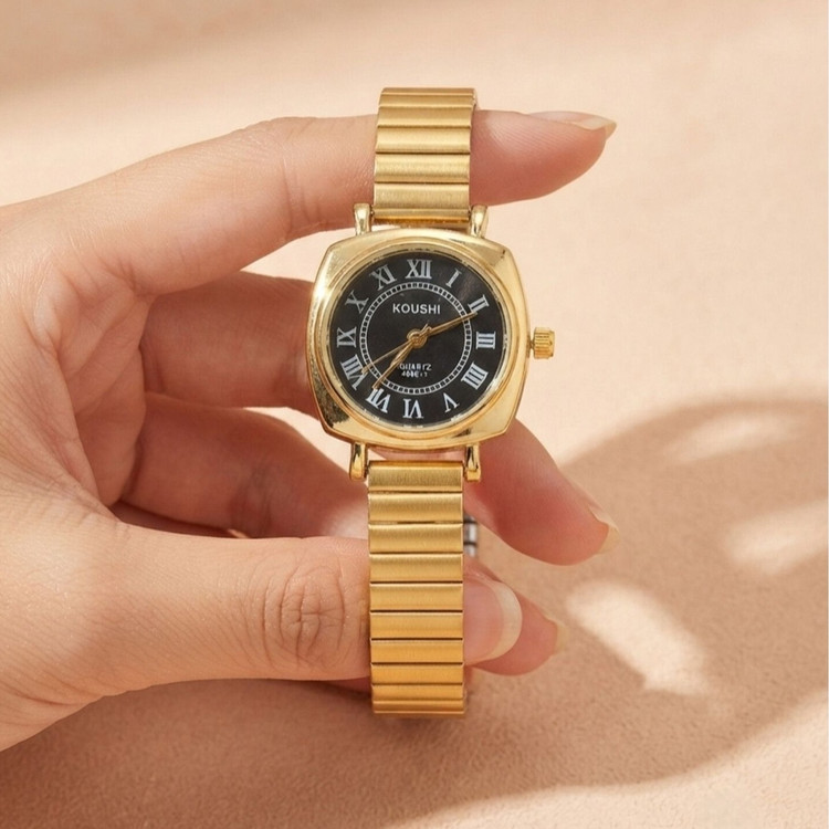 ساعت زنانه کوشی طلایی مشکی+جعبه