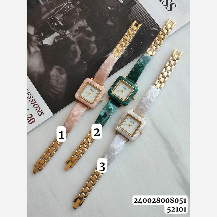 ساعت زنانه طرح رزینی سنگی صورتی+جعبه هدیه
