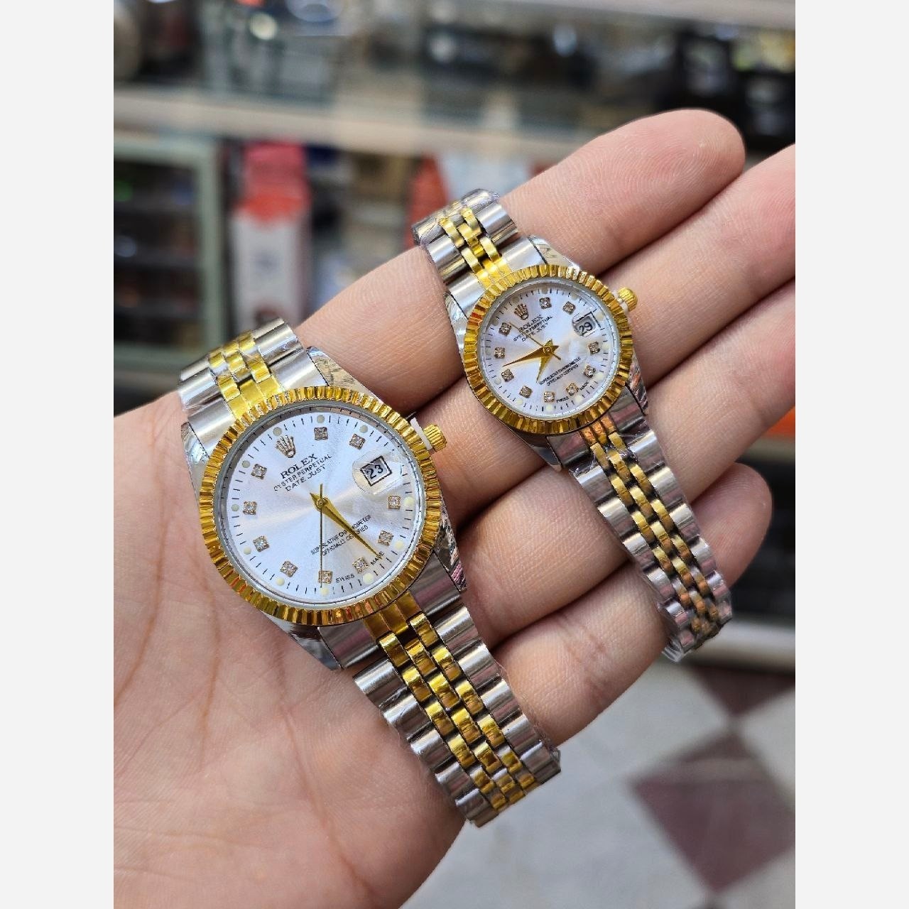 ساعت ست ساعت زنانه و مردانه استیل رولکس+جعبه کادویی +6 ماه