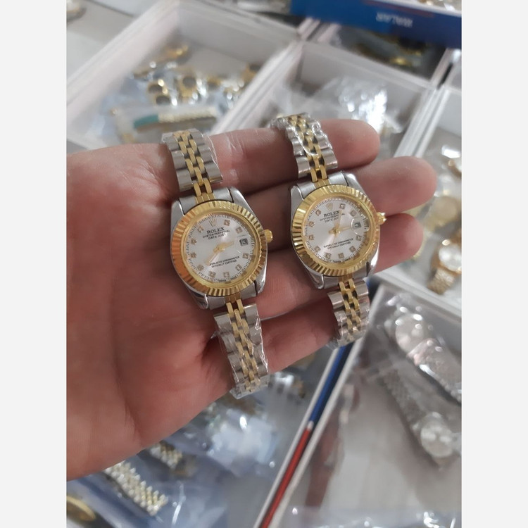 ساعت ست ساعت زنانه و مردانه استیل رولکس+جعبه کادویی +6 ماه