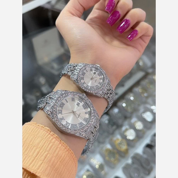 ساعت زنانه و مردانه فول نگین طرح رولکس کیفیت عالی شیک و زیبا