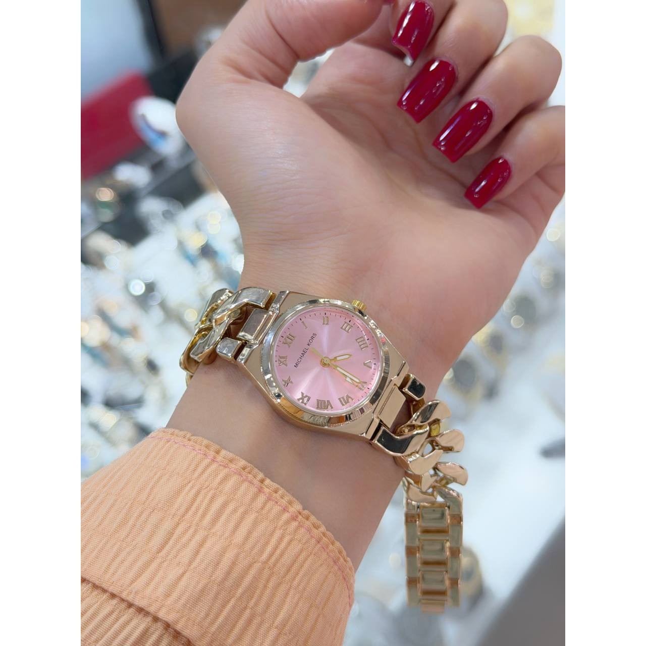 ساعت زنانه میشل بند کارتیر شیک و زیبا صفحه صورتی کیفیت عالی استیل