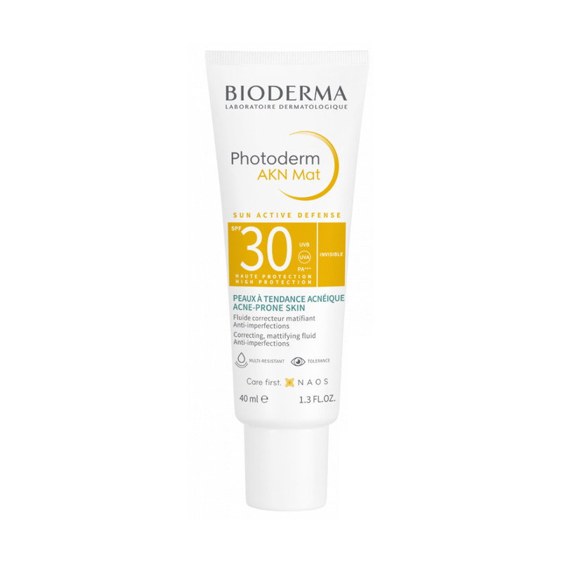 کرم ضد آفتاب بدون رنگ بایودرما SPF 30 مدل Photoderm AKN مناسب پوست‌های چرب و مختلط حجم 40 میلی‌لیتر