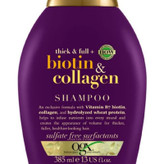 شامپو مو او جی ایکس مدل biotin & collagen حجم 385 میلیلیتر، تقویتکننده، ضد ریزش، ترمیمکننده، آبرسان، براقکننده، بدون سولفات، مناسب انواع مو