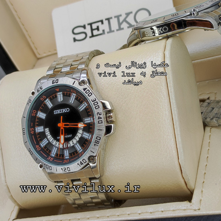 ساعت مچی مردانه سیکو موتور ژاپن دار درجه یک شب نما با کارت و کیفیت عالی رنگ ثابت SEIKO