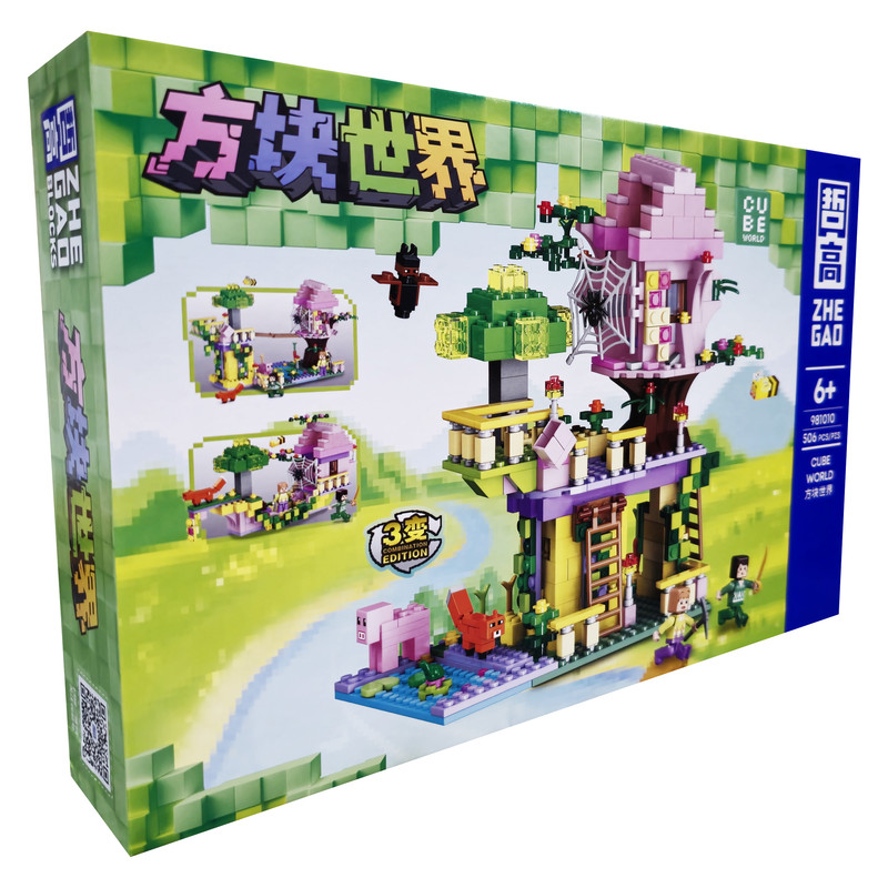 ساختنی 506 تکه مدل خانه درختی ماینکرفت طرح CUBE WORLD کد 981010