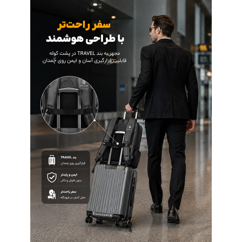کیف لپ تاپ آرتیک هانتر مدل Newplus 128 مناسب برای لپتاپهای 17 اینچ