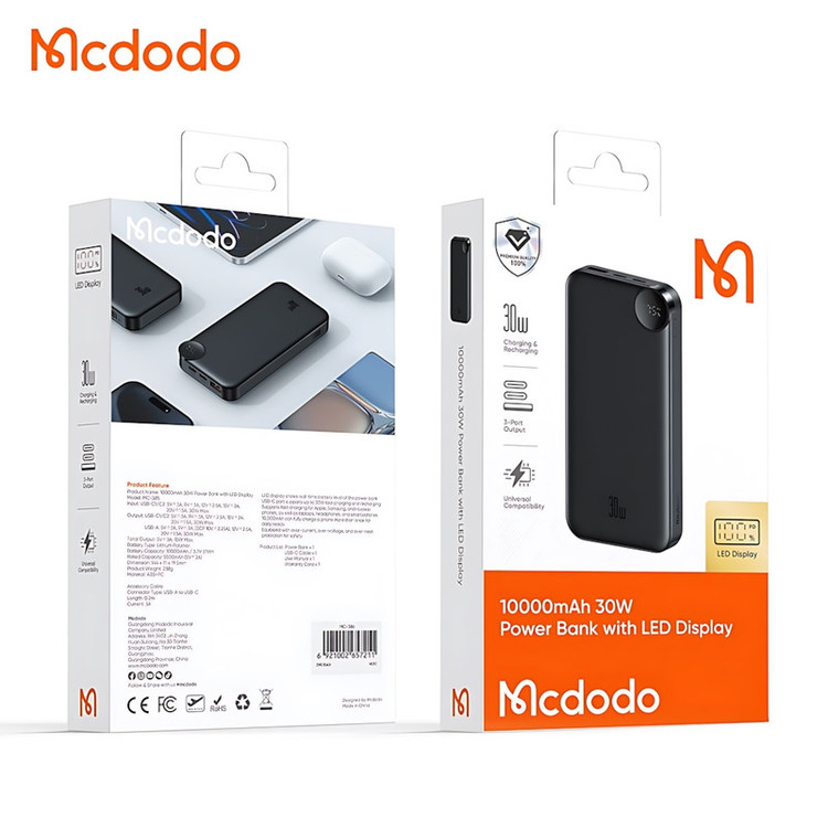 پاوربانک مک دودو مدل MC-3850 ظرفیت 10000 میلی آمپرساعت