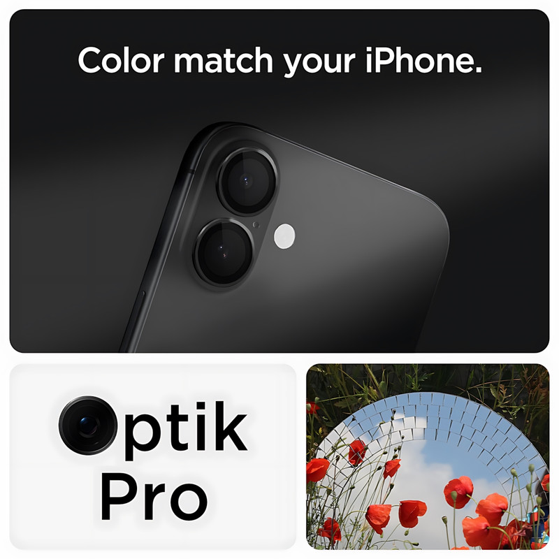 محافظ لنز دوربین شیشهای اسپیگن مدل Optik Pro مناسب برای گوشی موبایل اپل iPhone 16