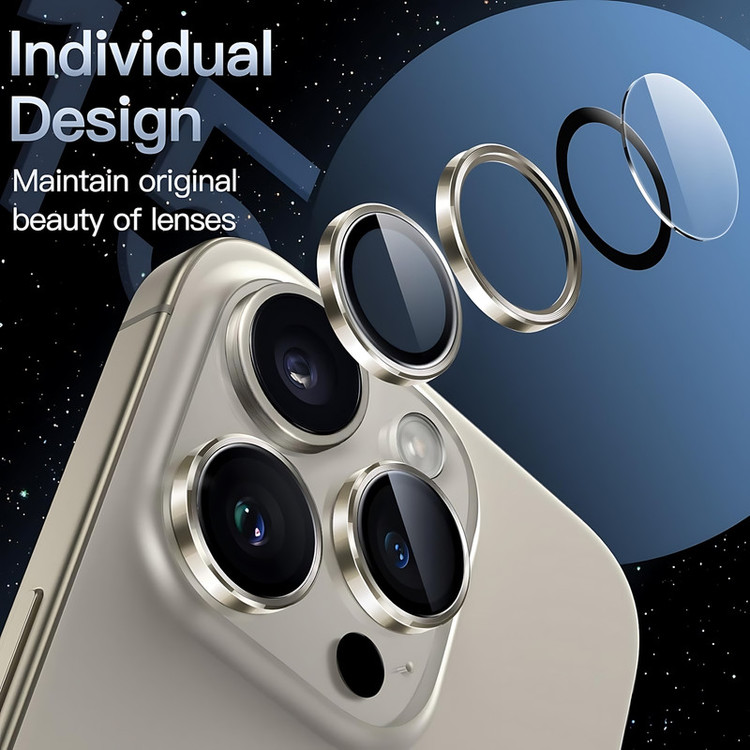 محافظ لنز دوربین شیشهای مدل Rex مناسب برای گوشی موبایل اپل iPhone 16 Pro