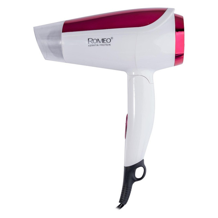 سشوار مسافرتی 1800 وات رومئو مدل RM-5959، موتور AC، وزن 350 گرم، المنت فلز، دارای سری متمرکز کننده پهن با ویژگی صاف ک...